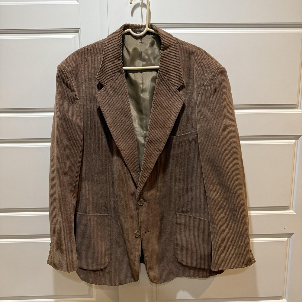 Members Only Blazer Mens 44R Brown Corduroy Sport Coat 2 Button Notch Lapel
